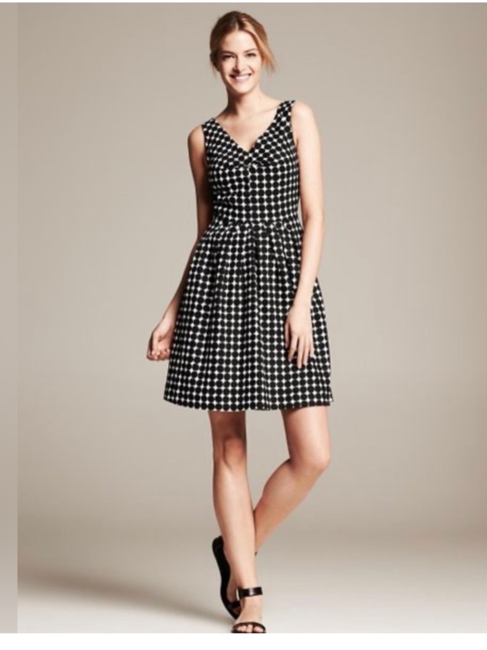Banana republic & Marimekko black and white polka dot a line dress